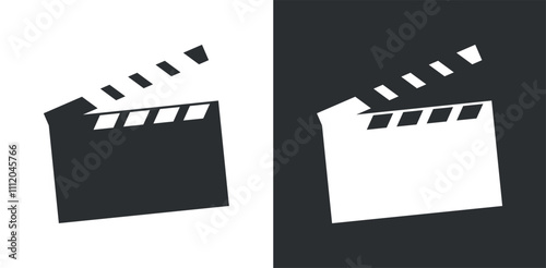 Clapper board, film slate silhouettes. Movie film concept. Vector illustration
