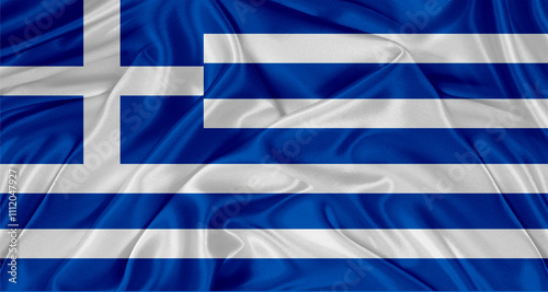 Fotografie Close up of flag of Greece with cloth texture