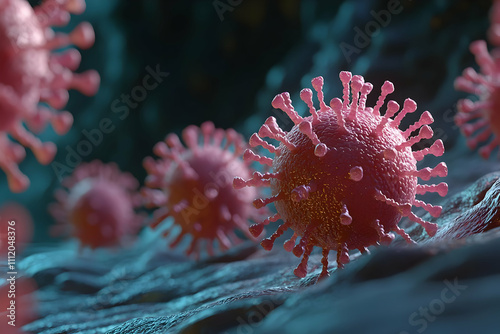 Microscopic Virus Close Up: Cellular Structures Detailed