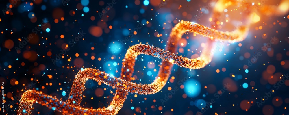 A vibrant depiction of a glowing DNA helix against a dark background, showcasing intricate patterns and luminous details. A vibrant depiction of a glowing DNA helix against a dark background, showcasing intricate patterns and luminous details.