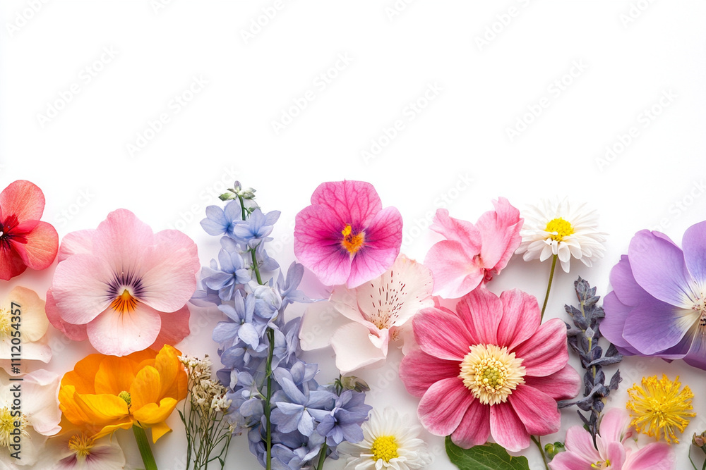 Obraz premium Set of Different Beautiful Flowers on White Background isolated on transparent. PNG.
