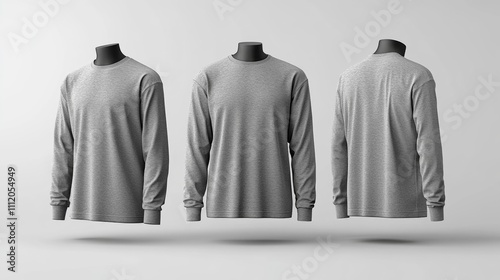 Gray Long Sleeve 3D Render MOCKUP T-shirt on a mannequin. Generative AI