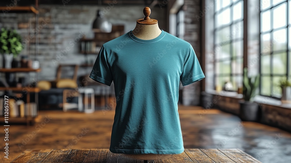 Slim Fit Turquoise T-Shirt 3D Mockup on Mannequin. Generative AI Slim Fit Turquoise T-Shirt 3D Mockup on Mannequin. Generative AI