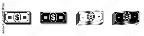 Cash icon set.