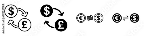 Exchange rate icon set.