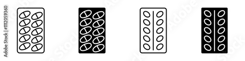 Pill blister pack icon set.