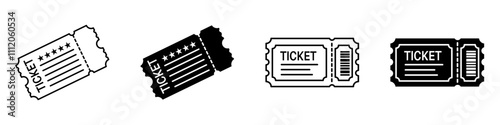 Ticket stub icon set.