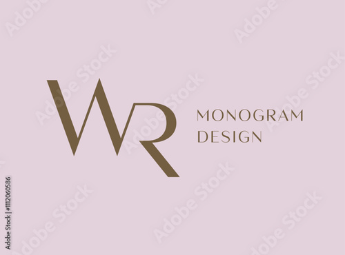 WR letter logo icon design. Classic style luxury initials monogram.
