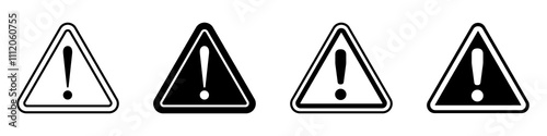 Warning triangle icon set.