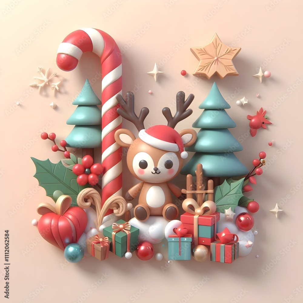 3d rendering illustration of cute Christmas character element on clear background 3d rendering illustration of cute Christmas character element on clear background