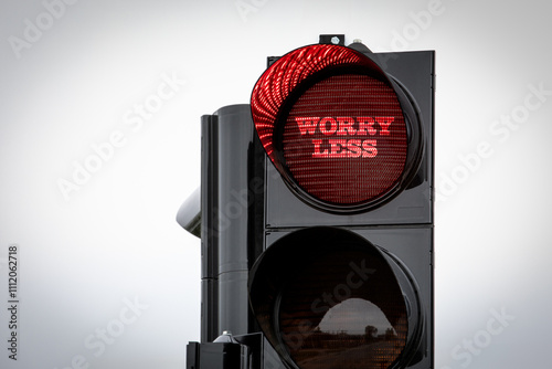 Worry Less. Red warning light is on at the traffic light photo