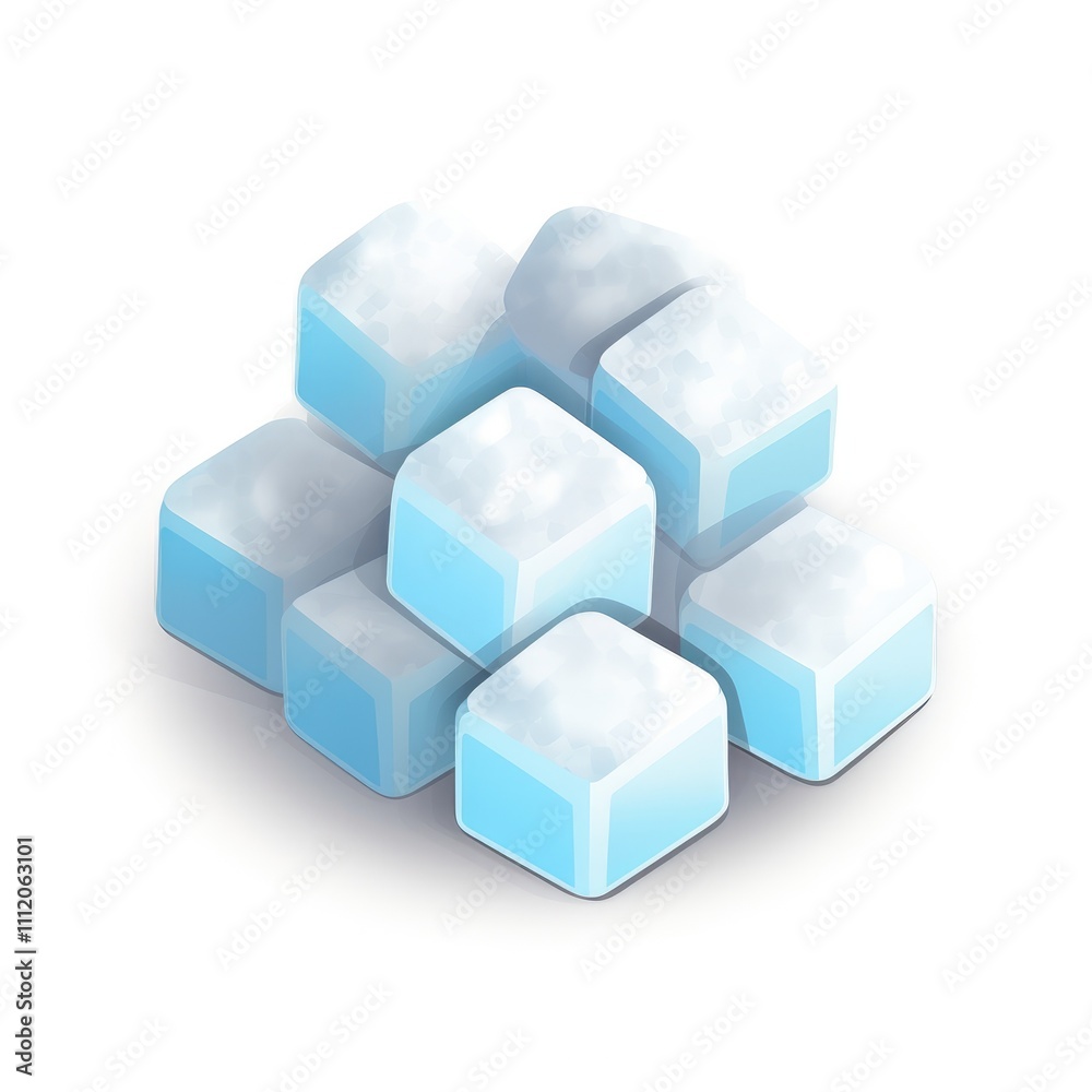 Stack of light blue ice cubes. Stack of light blue ice cubes.