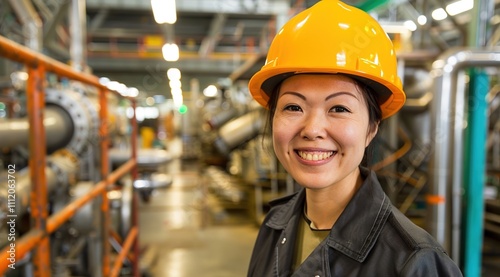 Wallpaper Mural portrait of asian woman industry construction worker, Torontodigital.ca