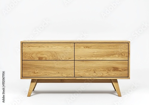 Elegant solid wood sideboard with four drawers, perfect for storage in modern interiors or minimalist designs