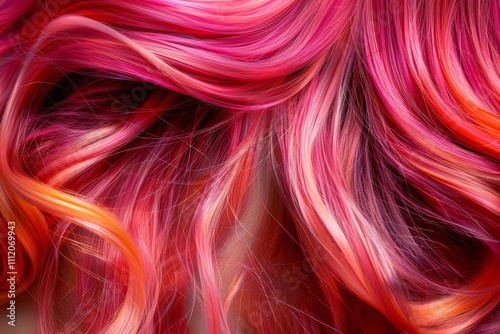 A close-up view reveals vibrant pink hair strands flowing with energy and movement, showcasing the dynamic and colorful world of personal style and expression. photo