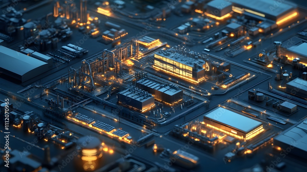A computer chip is shown in a very detailed and bright way. The image is of a city with many buildings and lights, and the computer chip is the center of attention A computer chip is shown in a very detailed and bright way. The image is of a city with many buildings and lights, and the computer chip is the center of attention