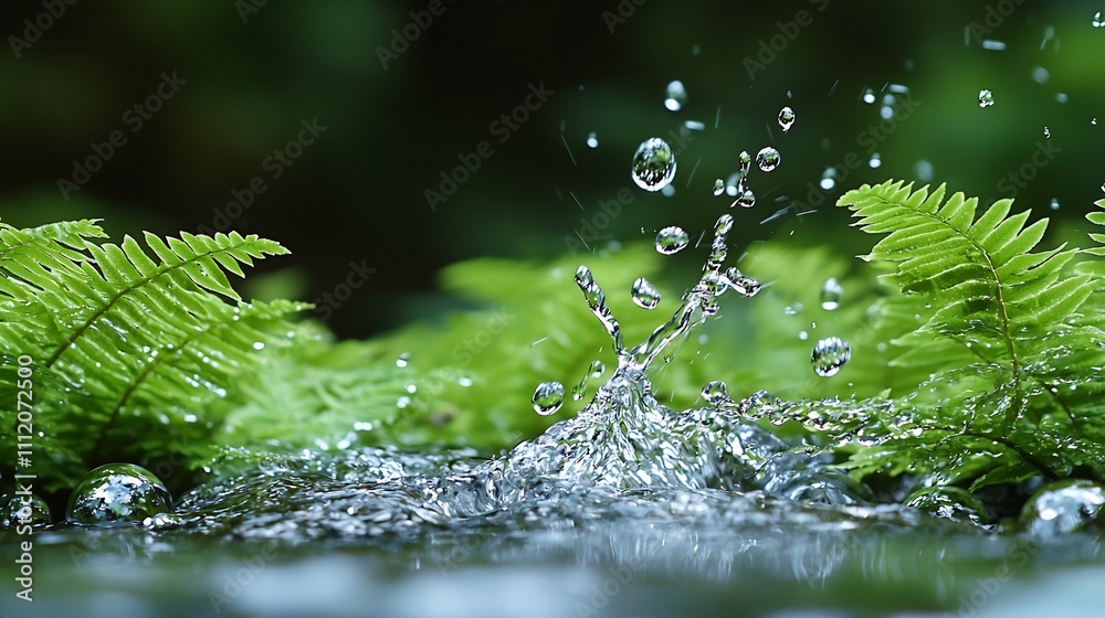 Fern Crisp Vital, Vibrant Fern Leaves Caressed by Refreshing Water Droplets,Emphasizing Nature's Vitality Fern Crisp Vital, Vibrant Fern Leaves Caressed by Refreshing Water Droplets,Emphasizing Nature's Vitality