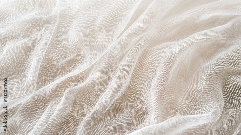 Close-up of rippled white silk fabric Close-up of rippled white silk fabric