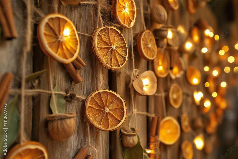 Rustic Christmas decor with dried orange slices and cinnamon sticks
Rustic Christmas decor with dried orange slices and cinnamon sticks