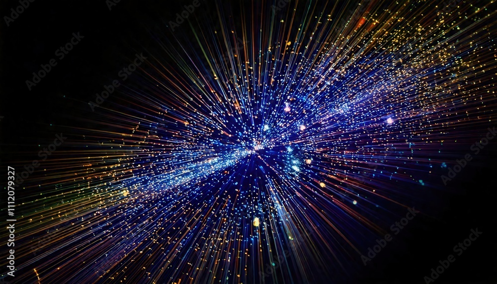 Obraz premium 暗い背景に輝く効果: 光る粒子の波