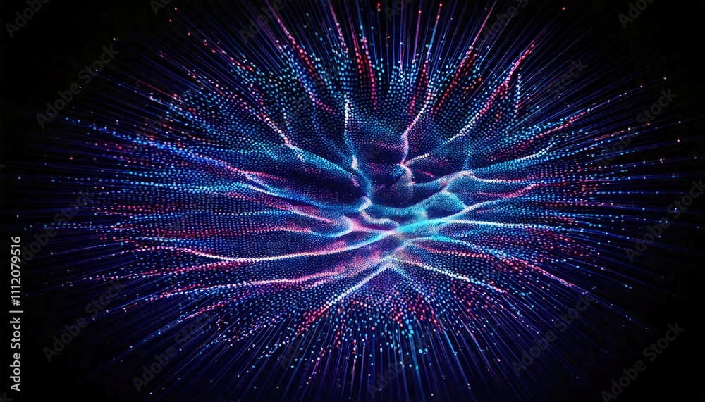 Fototapeta premium 暗い背景に輝く効果: 光る粒子の波