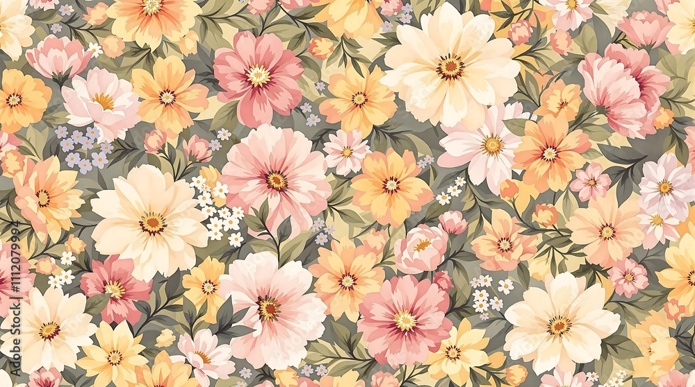  Floral Pattern With Pastel Flowers Background. Generator AI