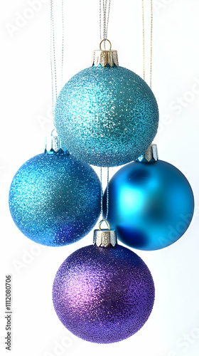 Blue and Purple Glitter Christmas Ornaments