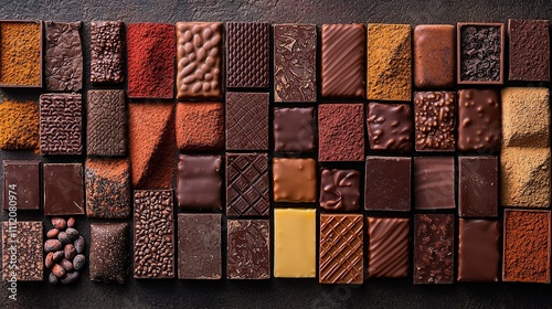 An Array Of Assorted Dark Milk And White Chocolate Bars photo