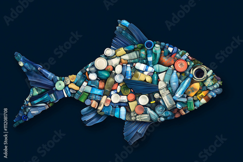 Creative marine art piece made from plastic bottles emphasizes environmental issues related to ocean pollution photo