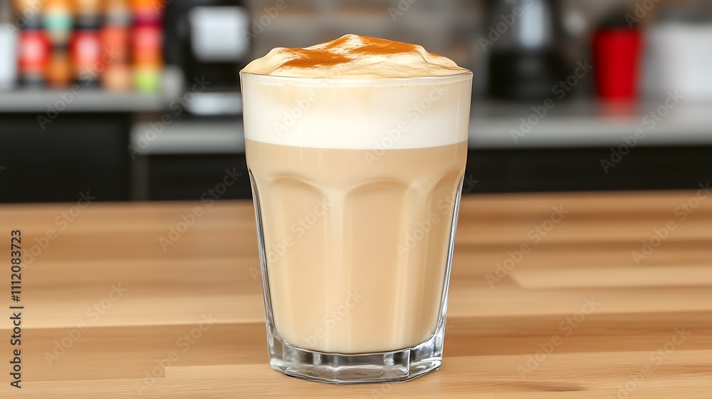 Iced Latte Coffee Drink Cinnamon Topping Glass Iced Latte Coffee Drink Cinnamon Topping Glass