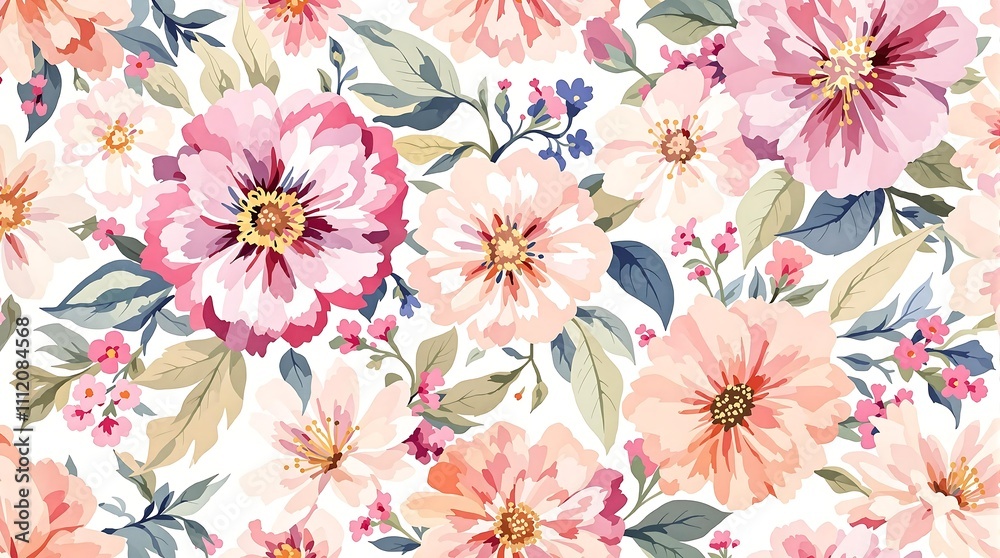 Floral Pattern With Pastel Flowers Background. Generator AI Floral Pattern With Pastel Flowers Background. Generator AI