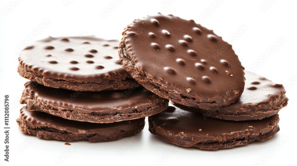 Chocolate biscuits isolated on white background