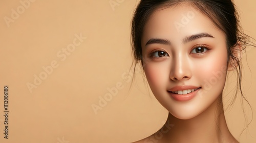 A young woman with long black hair looks over her shoulder and smiles.