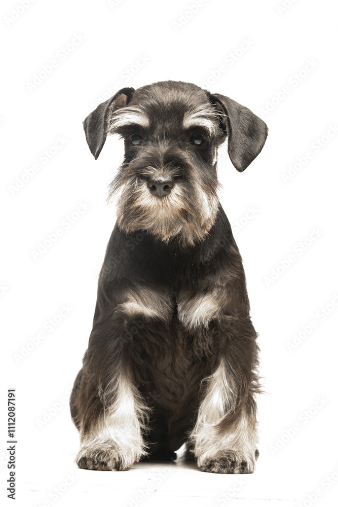 Miniature Schnauzer puppy on white background Miniature Schnauzer puppy on white background