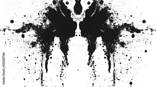 Abstract Symmetrical Ink Pattern, Striking Symmetrical Inkblot - Mesmerizing Organic Forms in Black and White