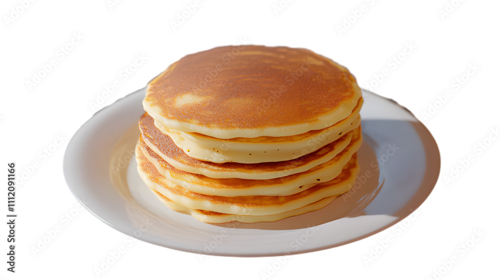 Delicious Stack of Golden Pancakes Served on a White Plate for Breakfast or Brunch Delicious Stack of Golden Pancakes Served on a White Plate for Breakfast or Brunch
