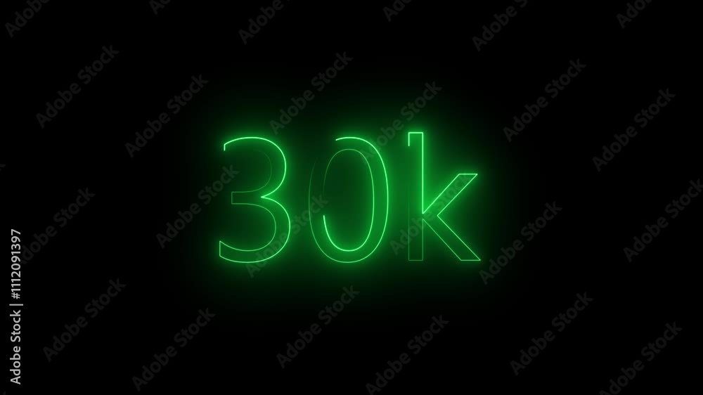 30K. Electric lightning text. Burning Logo reveal animation on black background. 30K. Electric lightning text. Burning Logo reveal animation on black background.