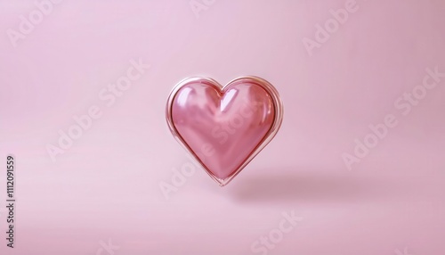 Elegant Pink Metallic Heart for Valentine's Day or International Women's Day. Symbol of Love and Femininity Perfect for Romantic Greeting Cards, Social Media Posts, or Heartfelt Gift Packaging