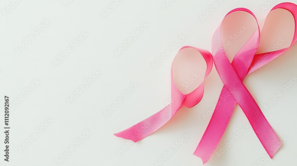 Breast cancer awareness, pink ribbon isolated on white background Breast cancer awareness, pink ribbon isolated on white background