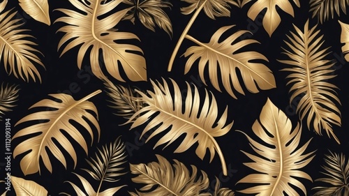 seamless pattern with gold and black trop photo