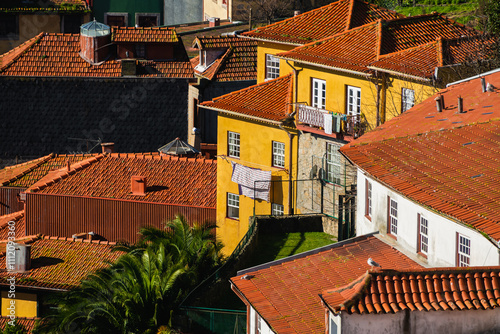 Obraz na płótnie Old architecture with red tile rooftops in Porto, Portugal. w salonie