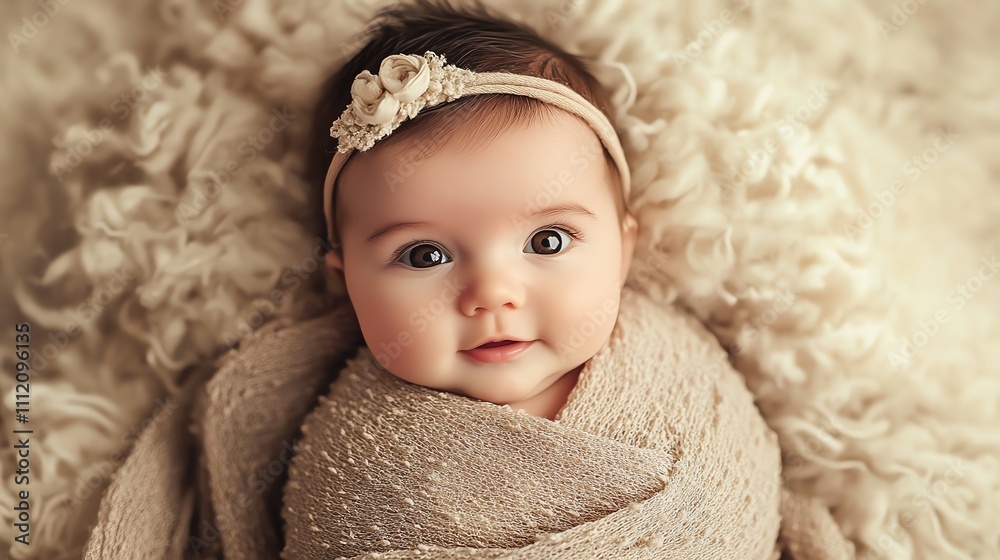 A sweet baby girl with big blue eyes looks up at the camera. A sweet baby girl with big blue eyes looks up at the camera.