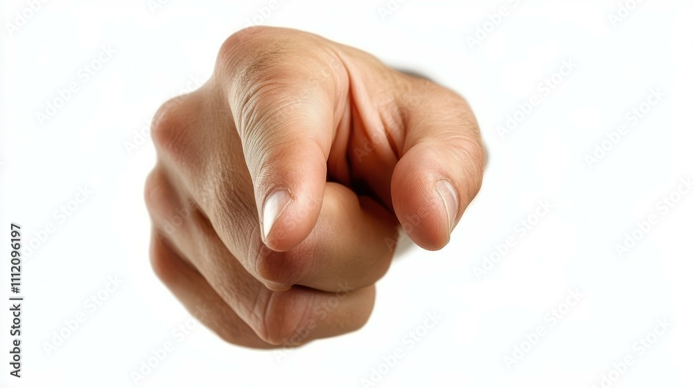 Hand pointing caucasian isolated on white background Hand pointing caucasian isolated on white background