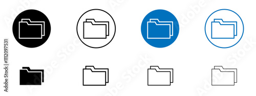 Folder icon set in black and blue colors