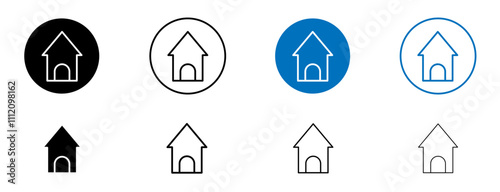 Home icon set in black and blue colors