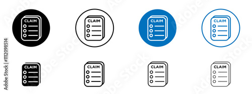 Insurance Claim icon set in black and blue colors