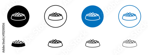 Pet food icon set in black and blue colors