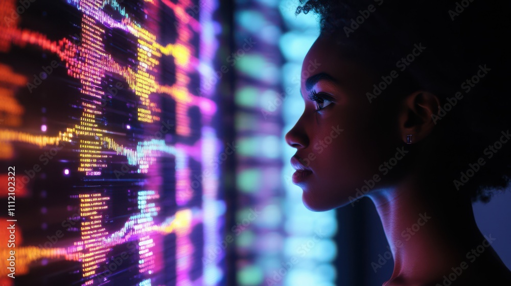 Female Black Girl Using DNA Monitor Female Black Girl Using DNA Monitor
