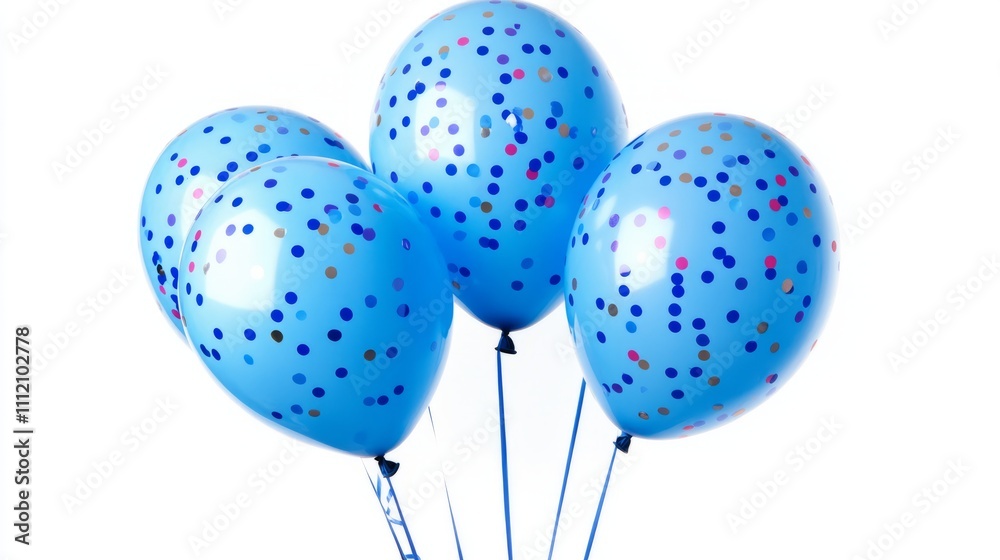 blue balloons with confetti on white background blue balloons with confetti on white background