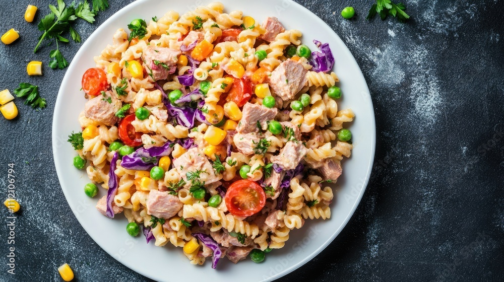Colorful Pasta Salad with Tuna, Vegetables, and Fresh Herbs Colorful Pasta Salad with Tuna, Vegetables, and Fresh Herbs